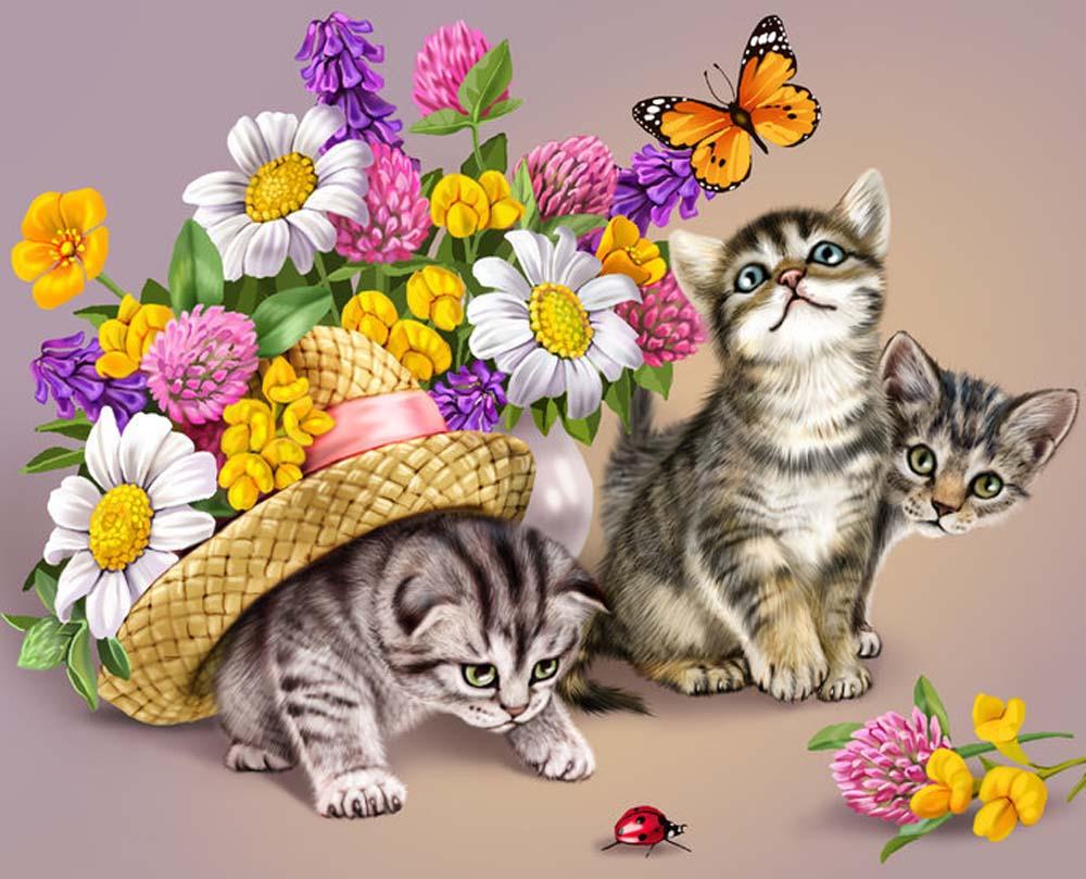 Цветы для вышивки кошки Цветы для вышивки кошки