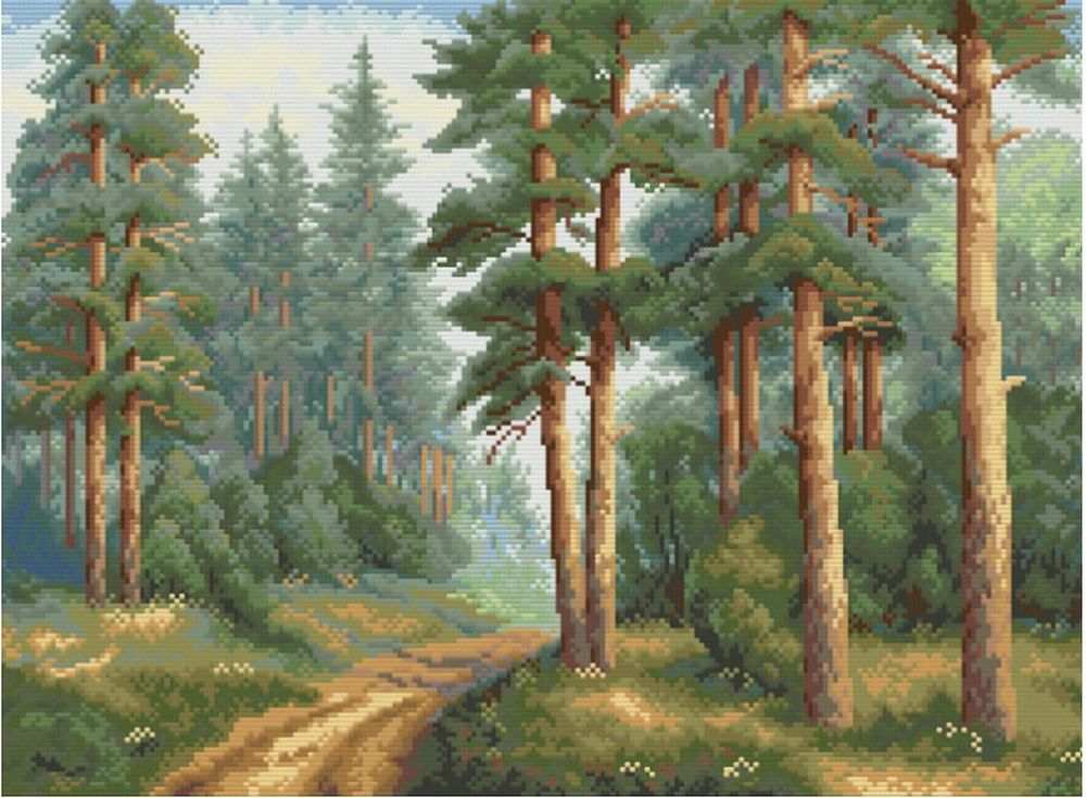 Вышивка крестом сосна 58