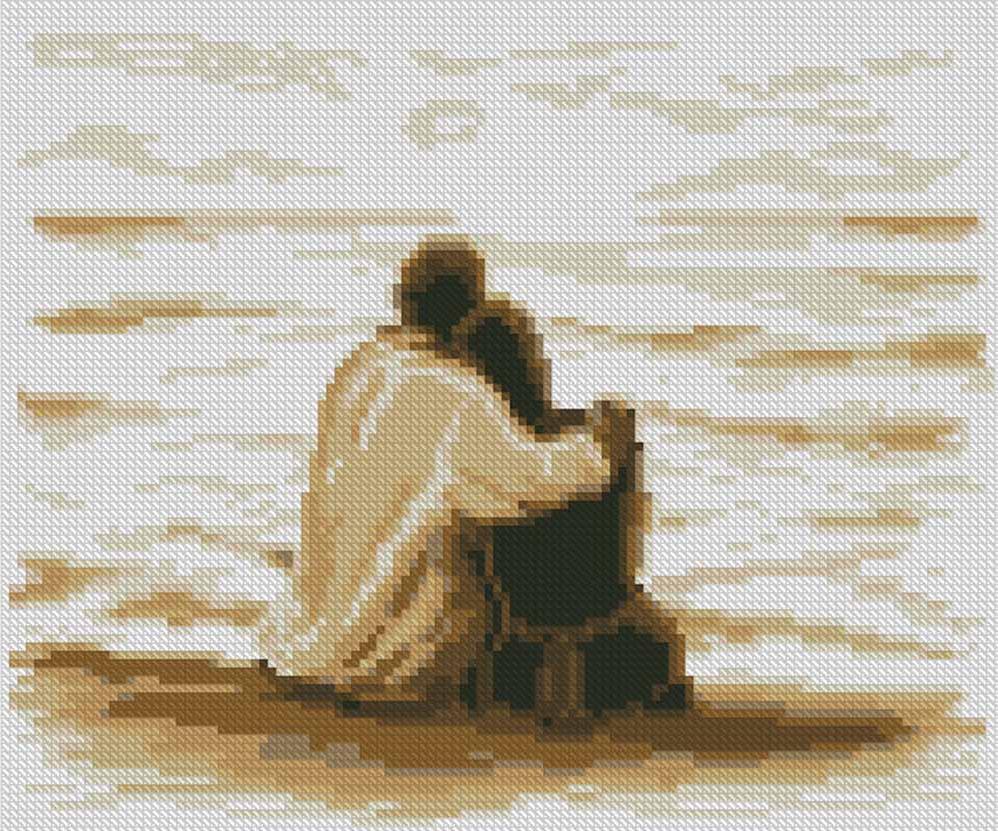 Вышивки крестом пара на берегу