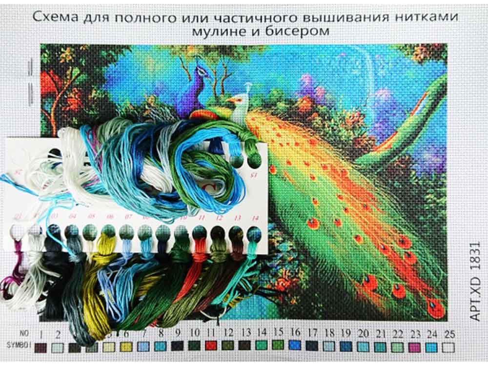 Схема для полного или частичного вышивания нитками мулине и бисером