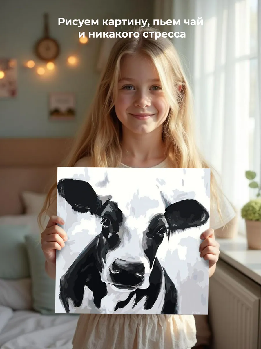 Картина по номерам «Черно-белая корова» — картинка 6