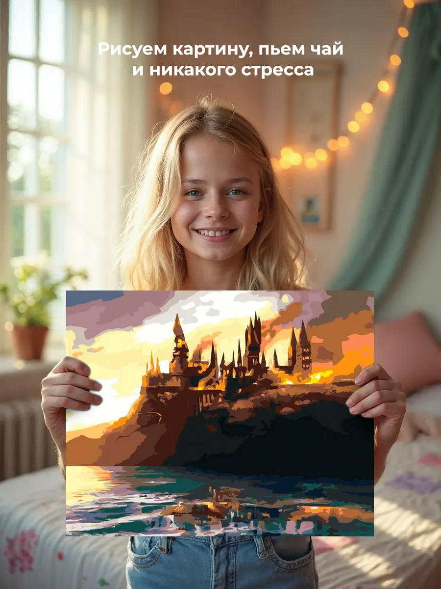 Картина по номерам «Гарри Поттер: Горящий Хогвартс» — картинка 6