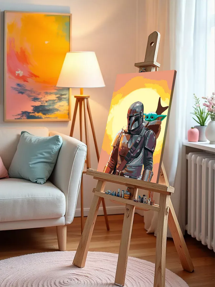 Картина по номерам «Звёздные войны - Мандалорец и Малыш Йода» — картинка 10