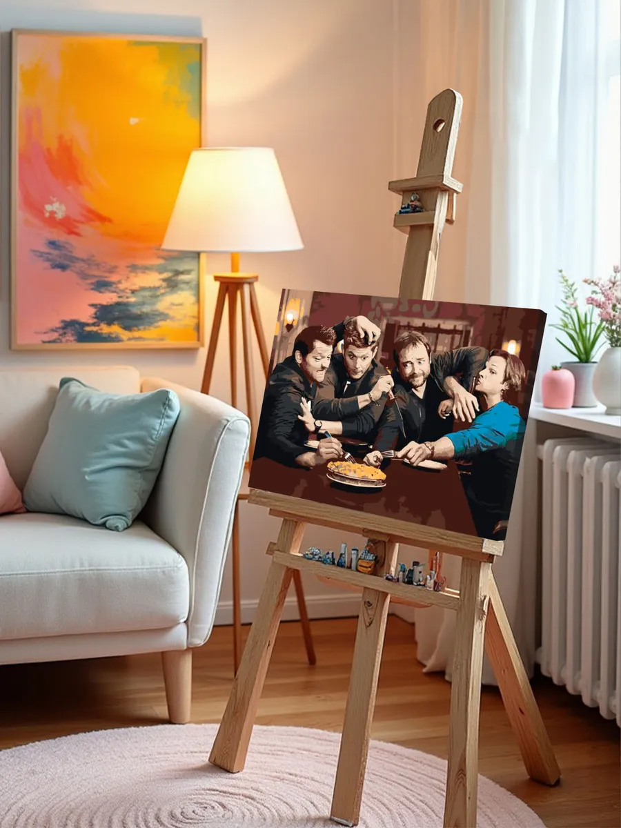 Картина по номерам «Сверхъестественное: Дин, Сэм, Кастиэль и Кроули» — картинка 9