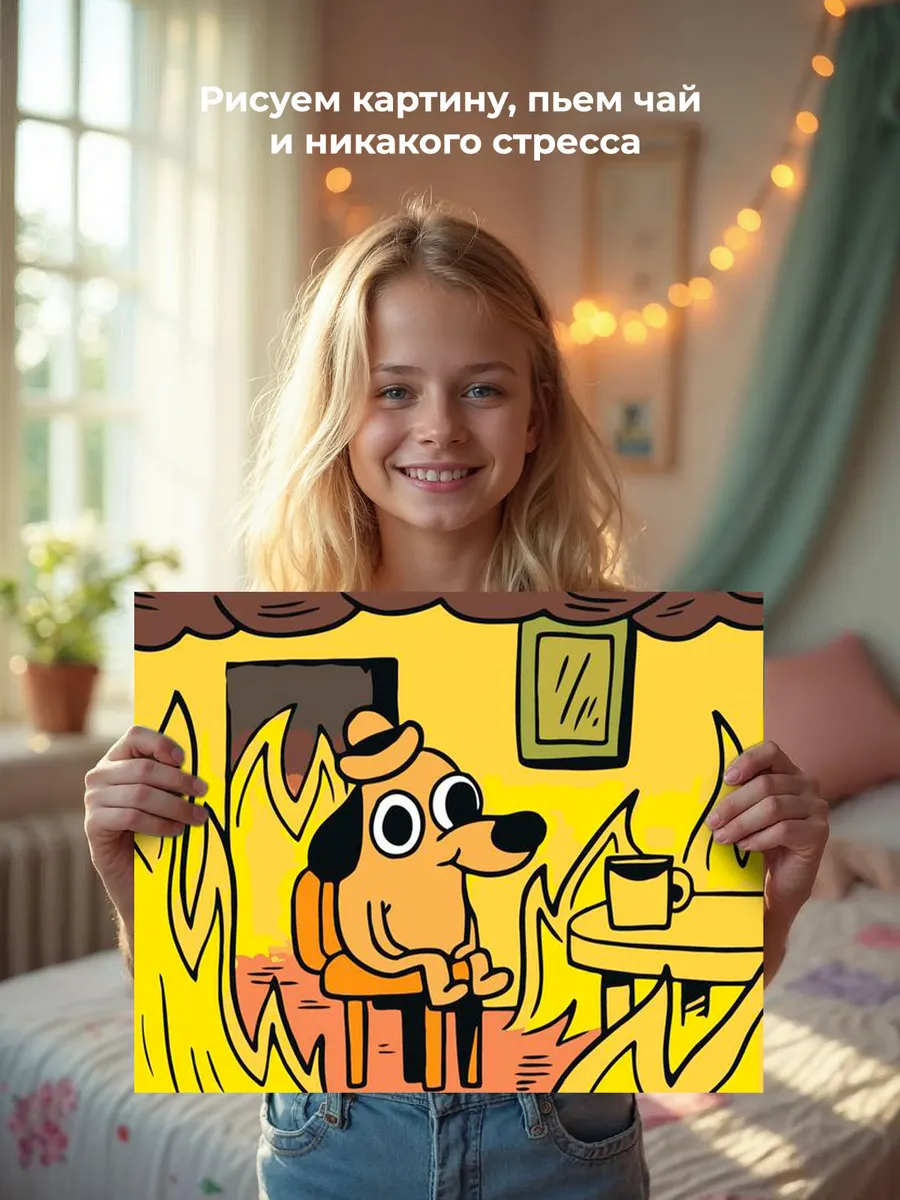 Картина по номерам «Мем: This is fine» — картинка 6