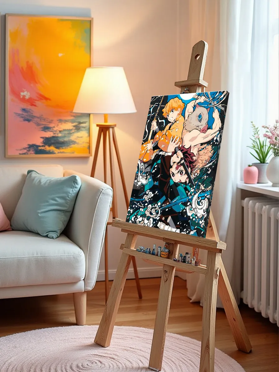 Картина по номерам «Клинок рассекающий демонов: Танджиро, Иноске и Зеницу» — картинка 9