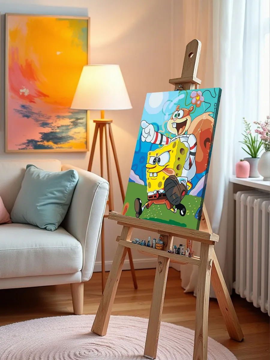 Картина по номерам «Губка Спанч Боб и белка Сэнди 2» — картинка 9