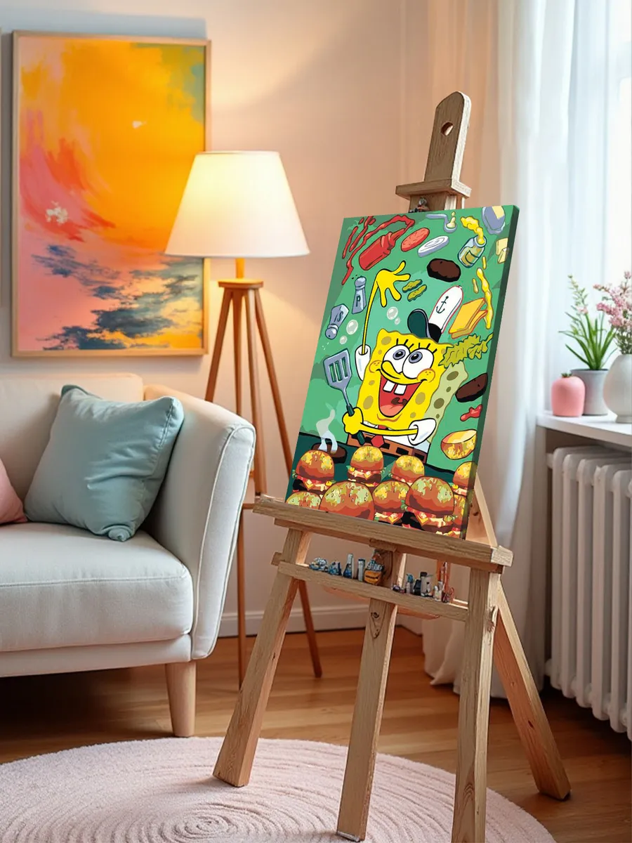 Картина по номерам «Губка Спанч Боб готовит крабсбургеры» — картинка 9