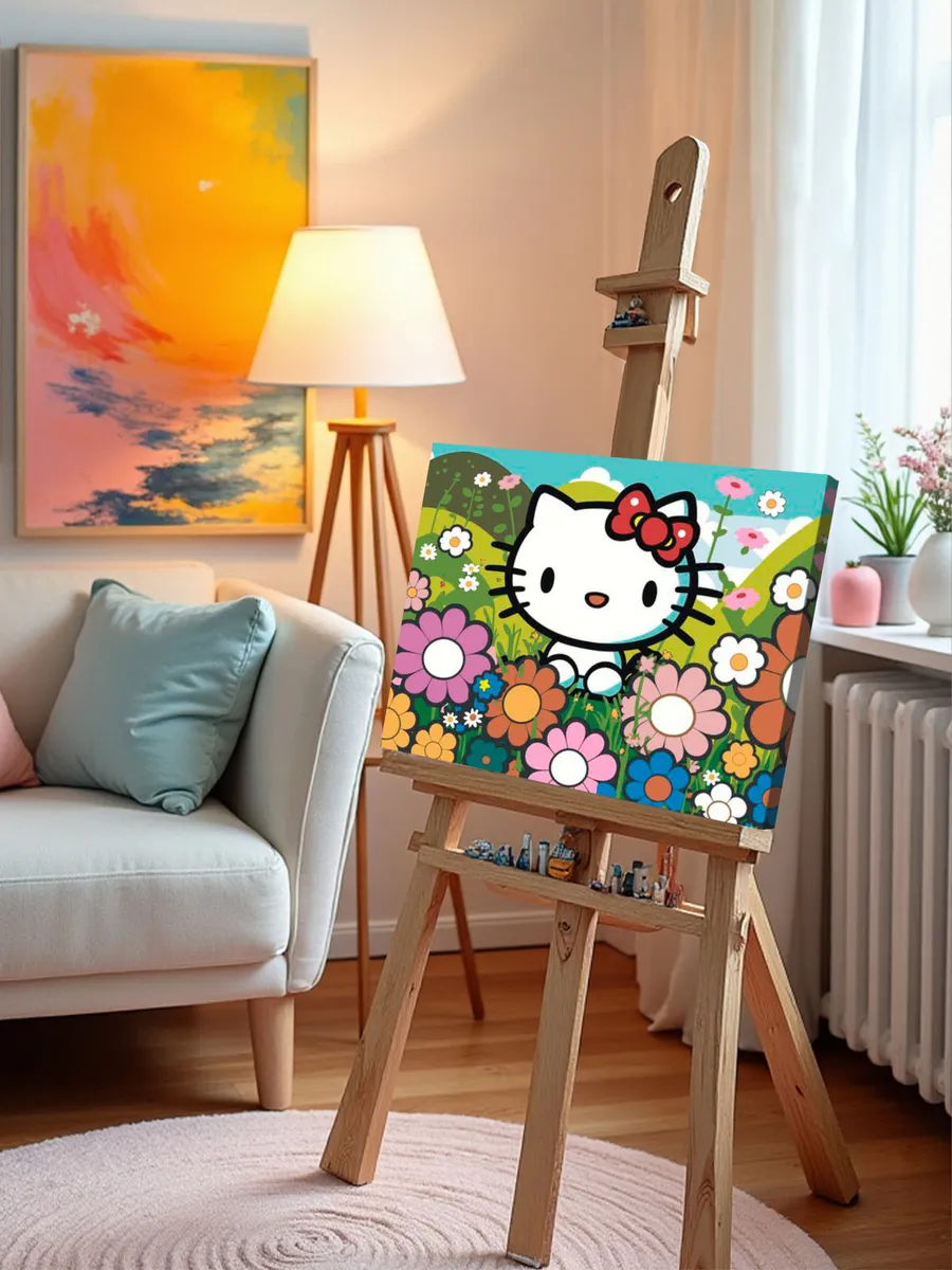 Картина по номерам «Аниме Hello Kitty Хеллоу Китти: Цветы» — картинка 9