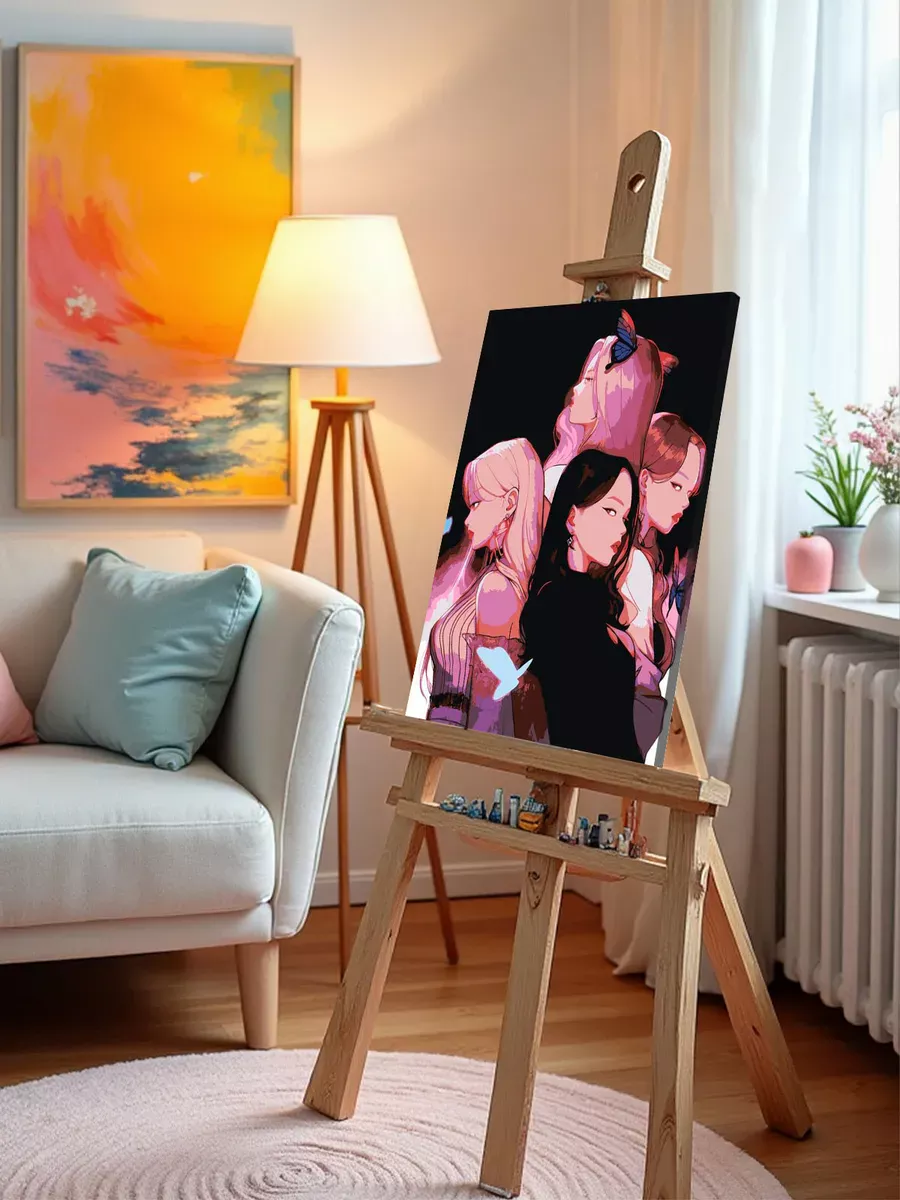 Картина по номерам «Группа BlackPink Блэк Пинк: Джису, Дженни, Роза и Лиса 2» — картинка 10