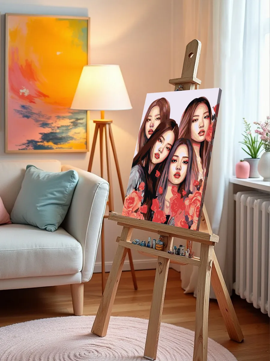 Картина по номерам «Группа BlackPink Блэк Пинк: Джису, Дженни, Роза и Лиса 6» — картинка 10
