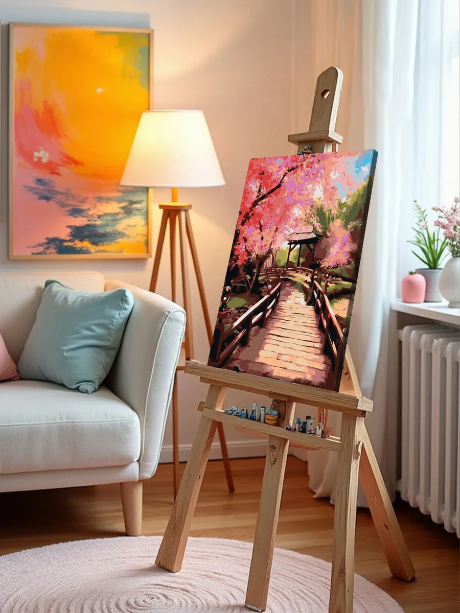 Картина по номерам «Цветущая сакура в японском саду 2» — картинка 10