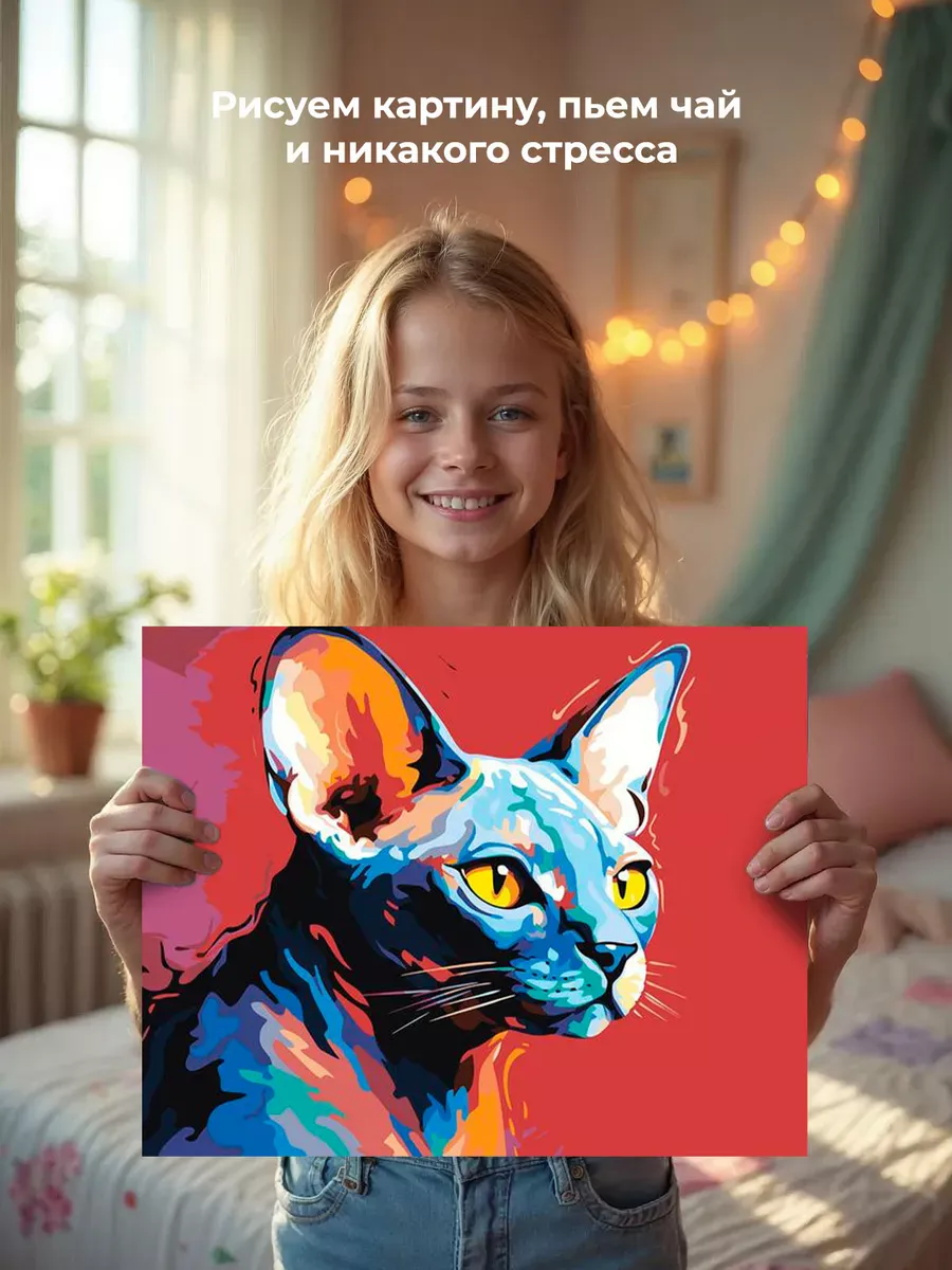 Картина по номерам «Кот сфинкс с желтыми глазами» — картинка 6