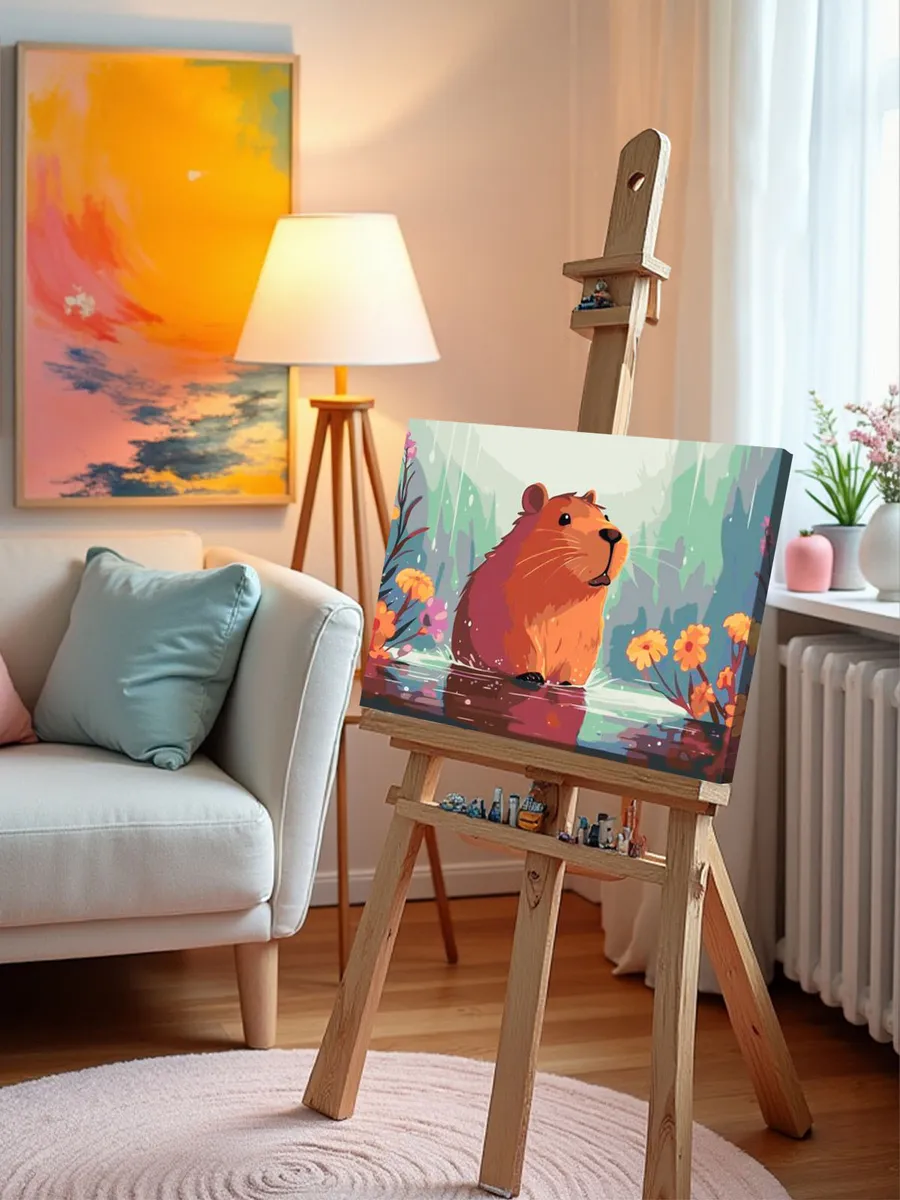 Картина по номерам «Капибара под дождем» — картинка 9