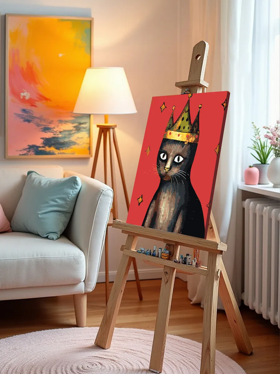 Картина по номерам «Средневековый кот в короне» — картинка 9