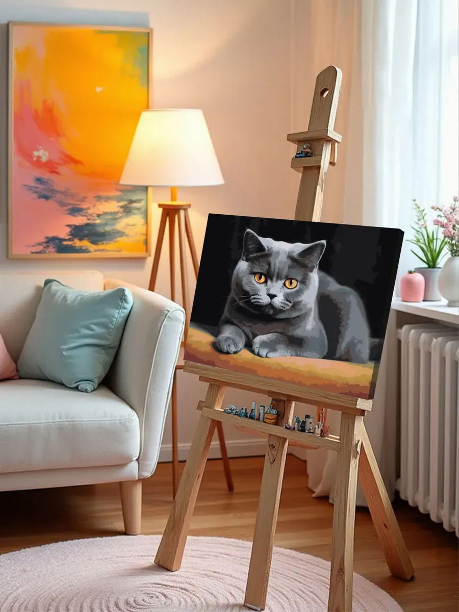 Картина по номерам «Серьезный британский кот» — картинка 10