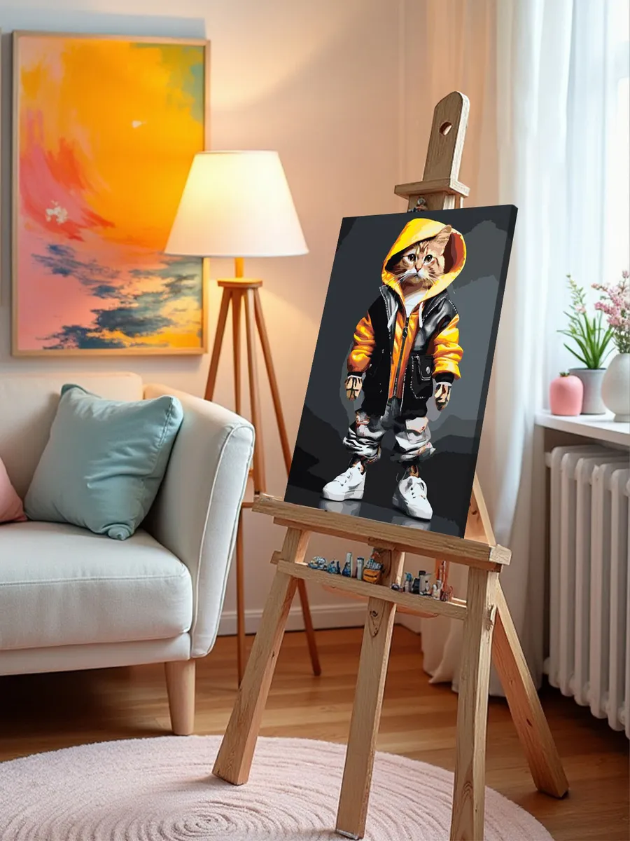 Картина по номерам «Кот в модной одежде и белых кедах» — картинка 10