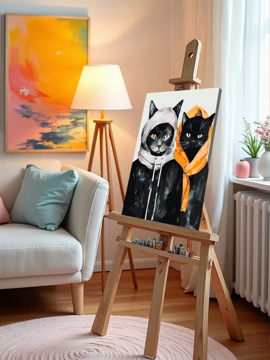 Картина по номерам «Два черных кота в одежде» — картинка 10