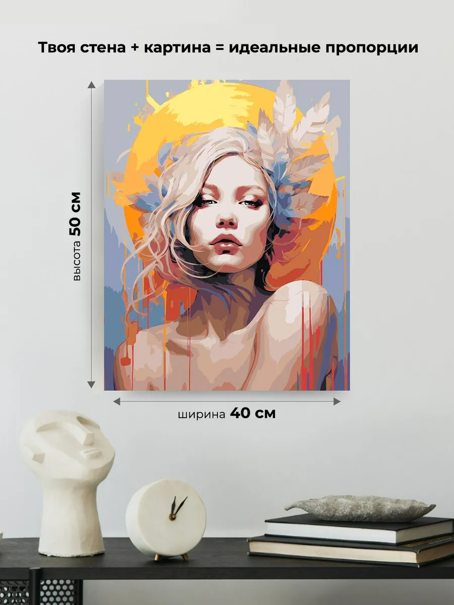 Картина по номерам «Портрет девушки на фоне круга» — картинка 3