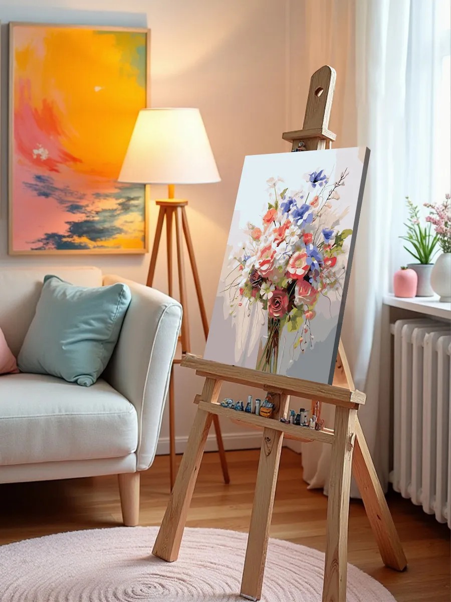 Картина по номерам «Цветы: Воздушный букет из полевых цветов» — картинка 9