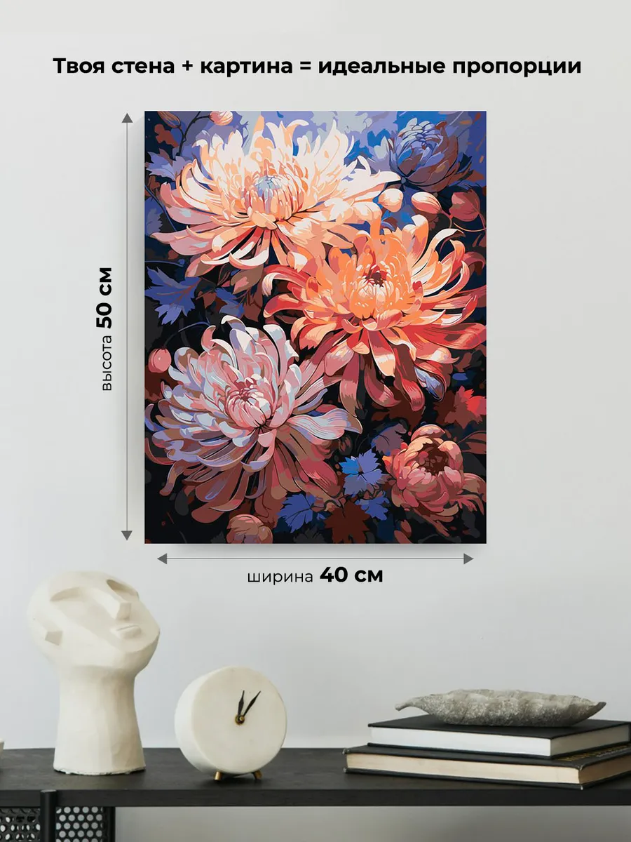 Картина по номерам «Цветы: Необычные хризантемы» — картинка 3
