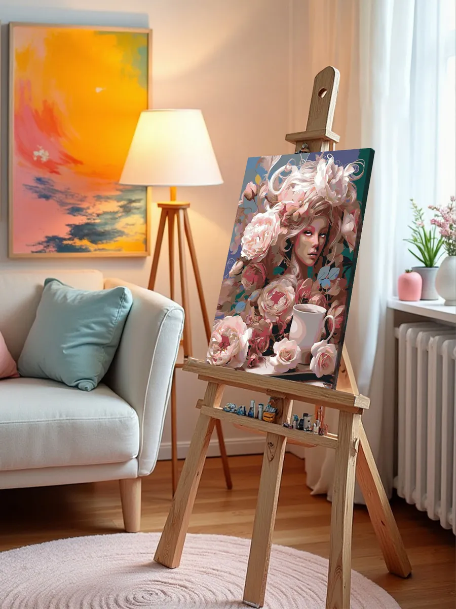 Картина по номерам «Цветы: Девушка в цветочном стиле» — картинка 10