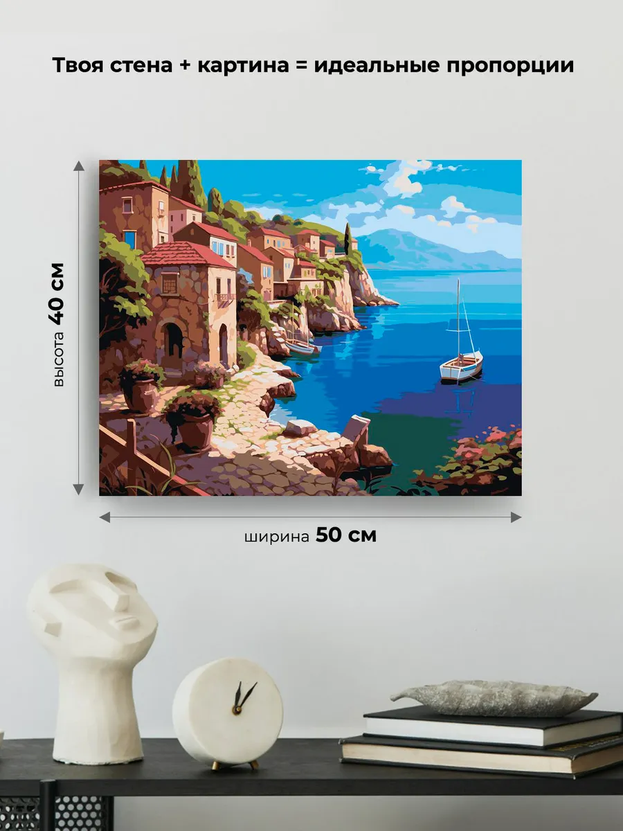 Картина по номерам «Море: Уютный город на берегу» — картинка 3