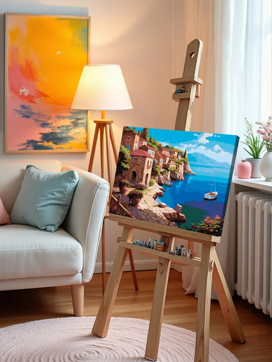 Картина по номерам «Море: Уютный город на берегу» — картинка 9