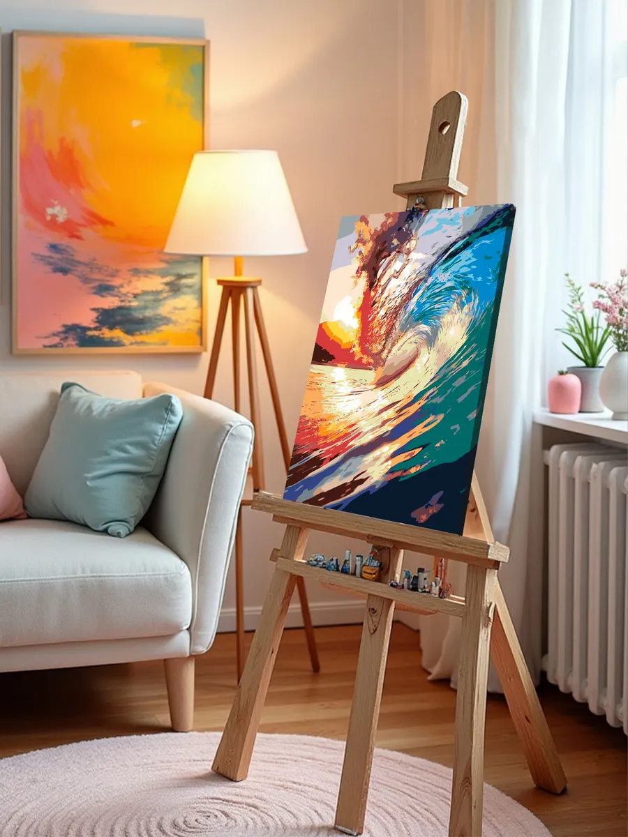 Картина по номерам «Море: Большая волна на закате» — картинка 10