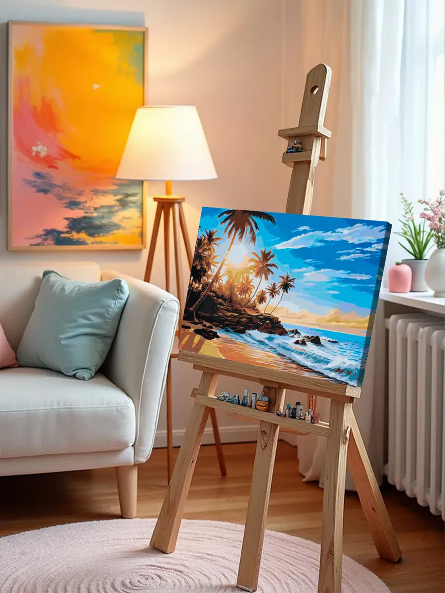 Картина по номерам «Море: Тропический пляж с пальмами» — картинка 9