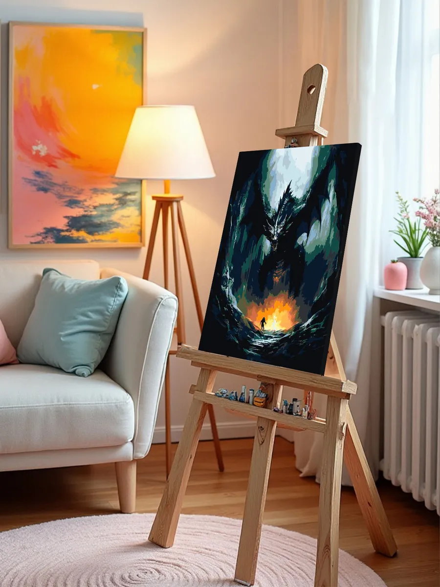 Картина по номерам «Черный дракон в пещере» — картинка 9