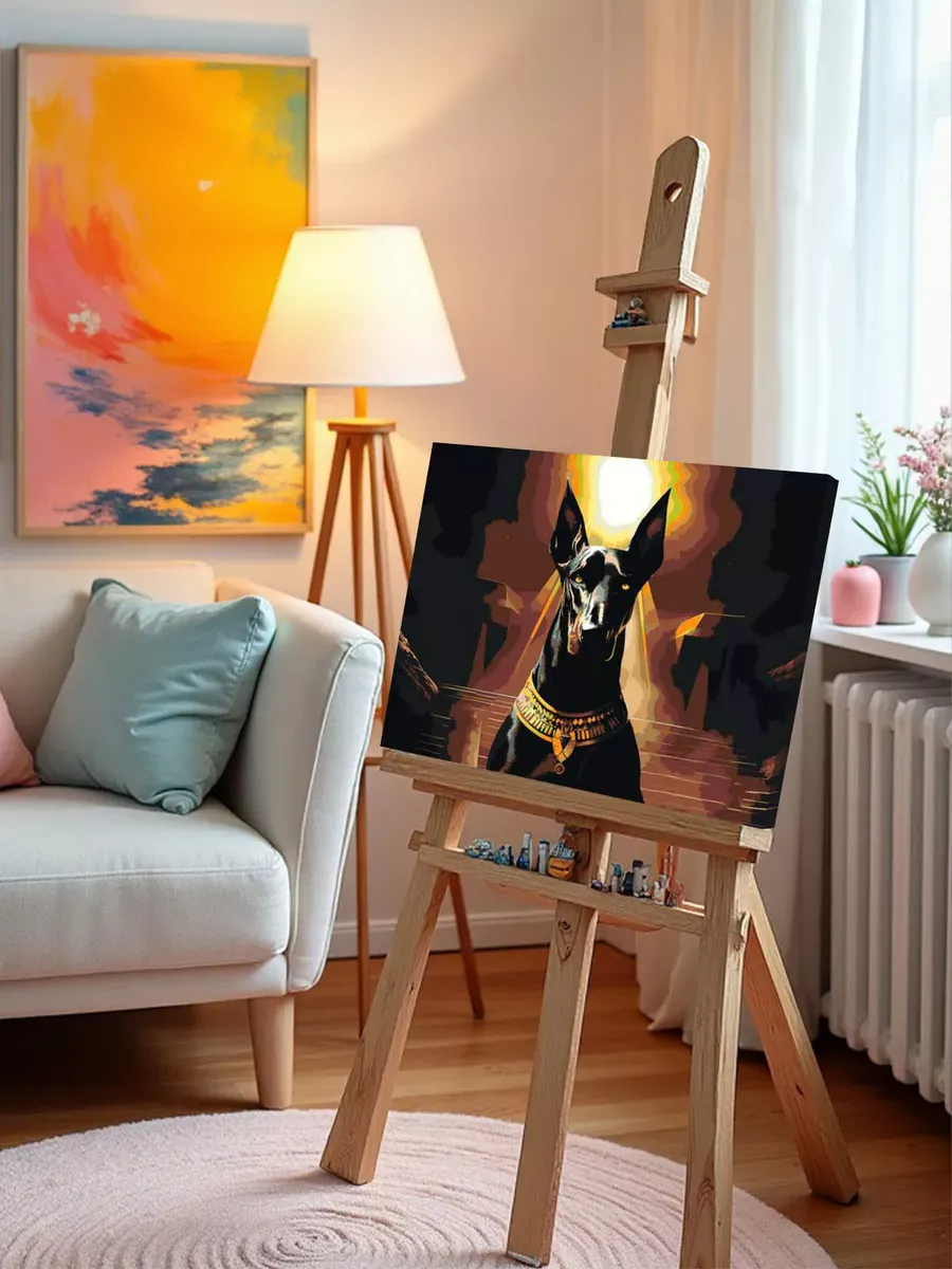 Картина по номерам «Доберман в виде египетского бога Анубиса» — картинка 10