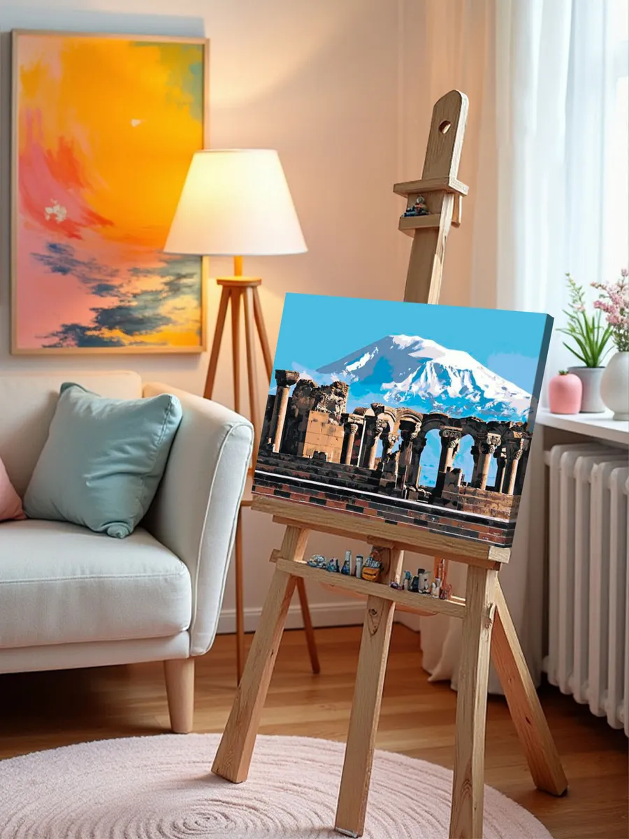 Картина по номерам «Армения: храм Звартноц и вид на гору Арарат» — картинка 10