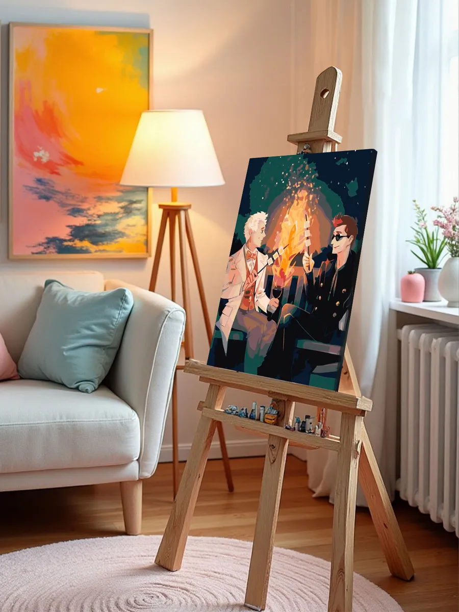 Картина по номерам «Благие знамения: Азирафель и Кроули Арт 2» — картинка 10