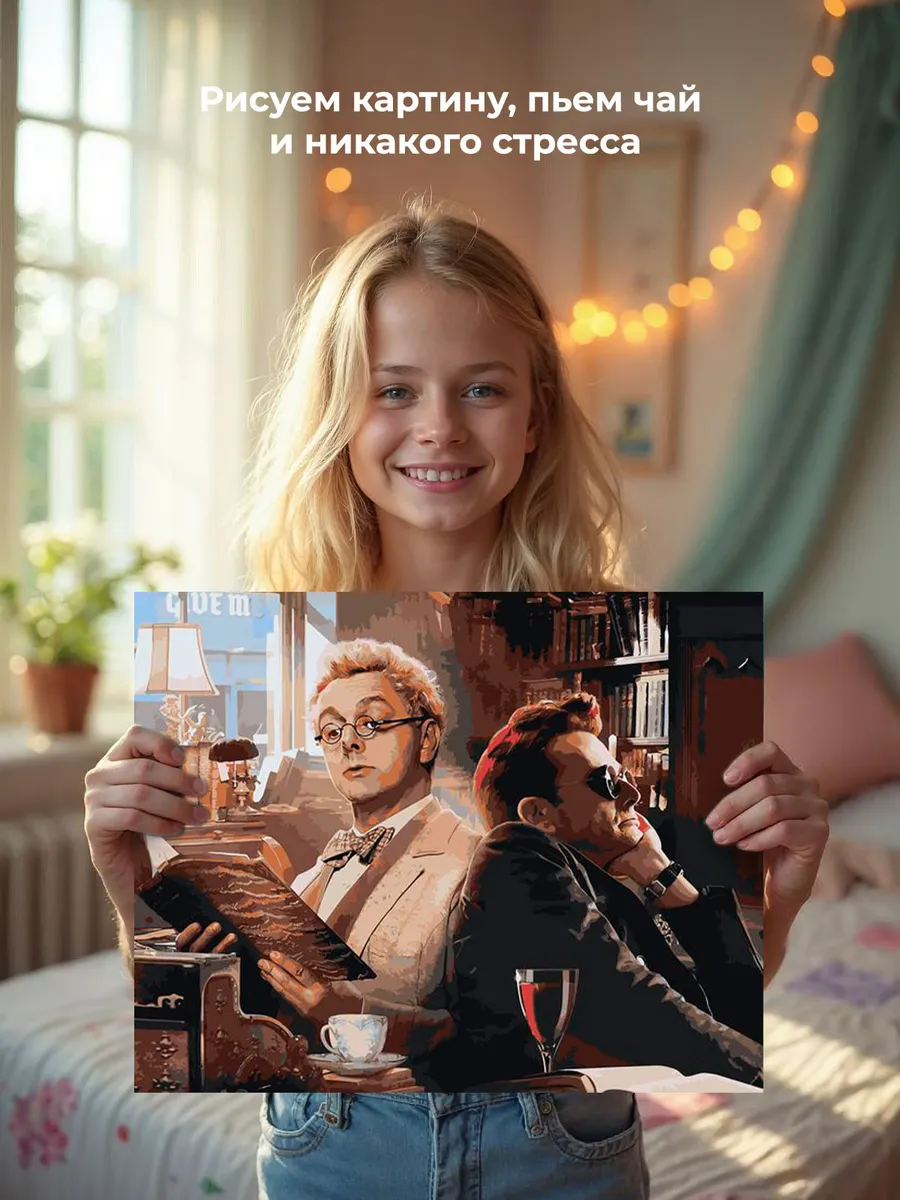 Картина по номерам «Благие знамения: Азирафель и Кроули 9» — картинка 7