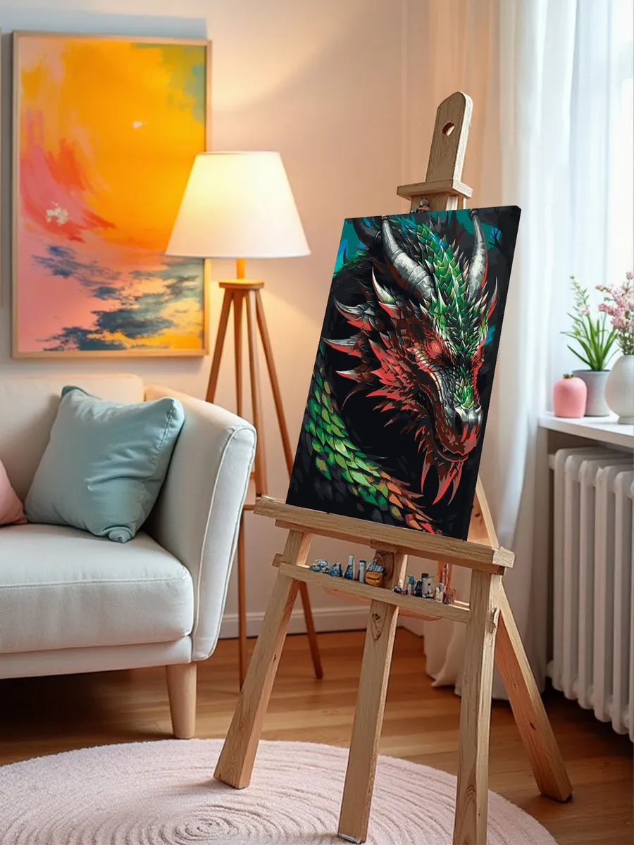 Картина по номерам «Рогатый зеленый дракон» — картинка 10