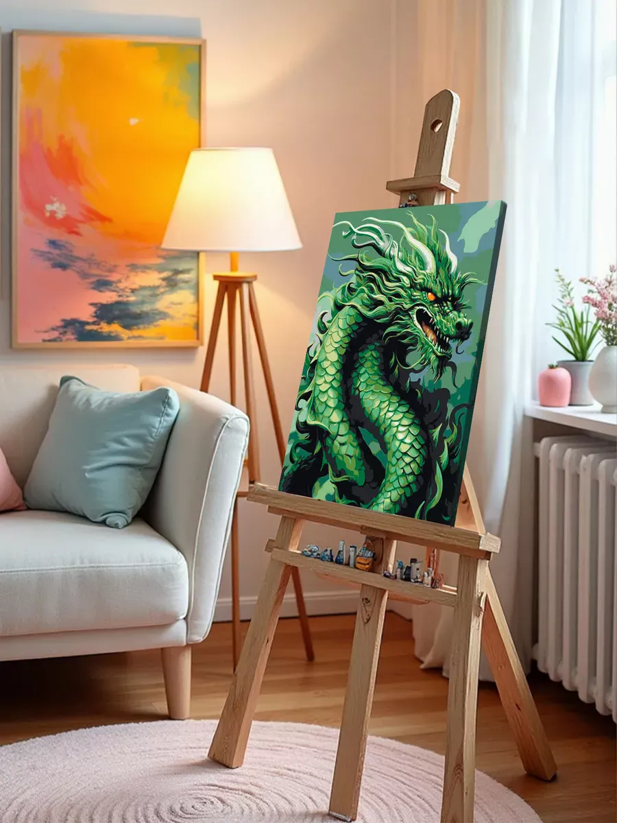 Картина по номерам «Китайский зеленый дракон» — картинка 10