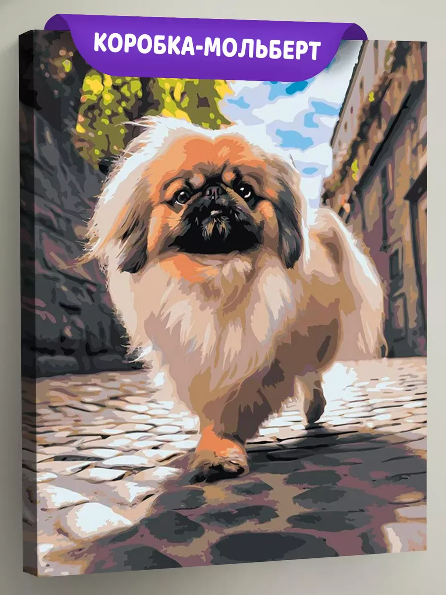 Картина по номерам «Собака Пекинес гуляет по городу 2» Картина по номерам «Собака Пекинес гуляет по городу 2»