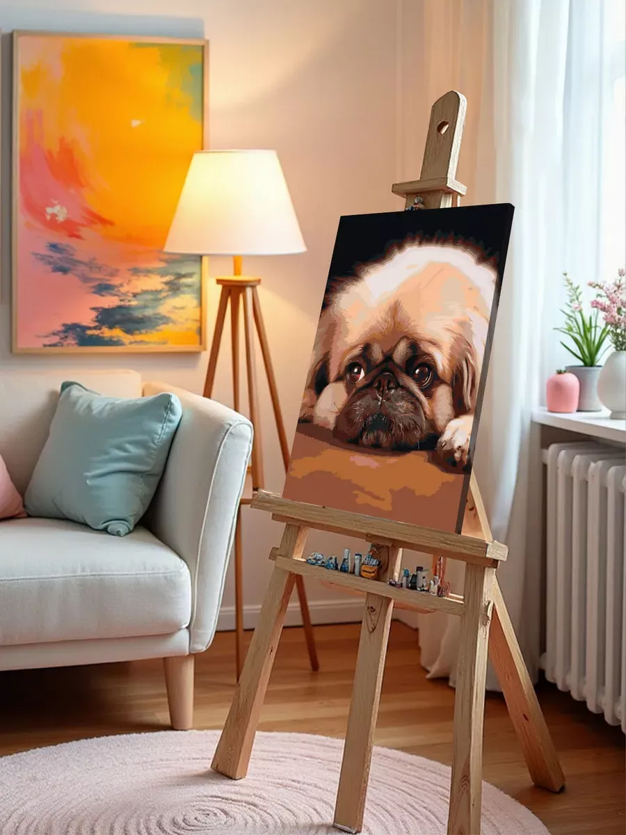 Картина по номерам «Грустная собака Пекинес» — картинка 9