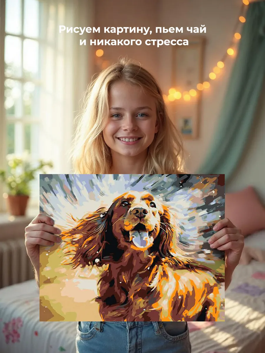 Картина по номерам «Собака Спаниель и брызги воды» — картинка 7