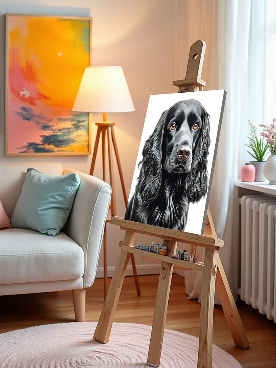 Картина по номерам «Собака Спаниель черная 2» — картинка 10