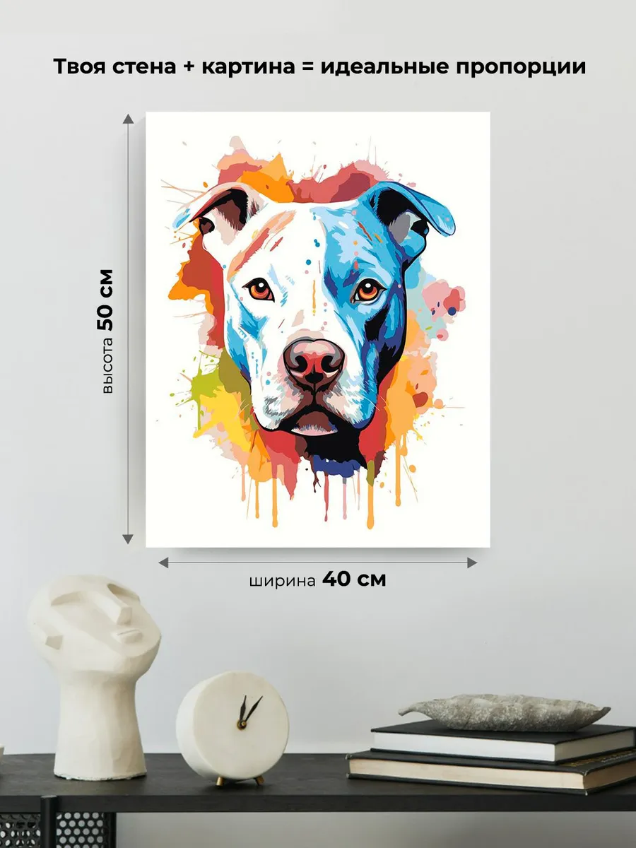 Картина по номерам «Собака Стаффорд (Стаффордширский терьер) арт» — картинка 3
