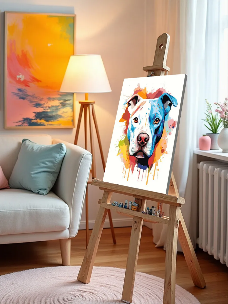 Картина по номерам «Собака Стаффорд (Стаффордширский терьер) арт» — картинка 10