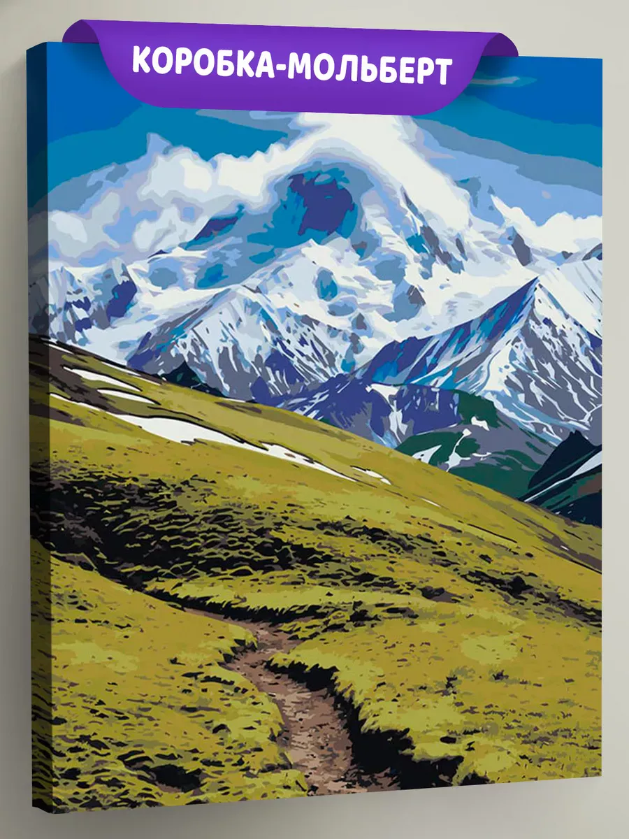 Картина по номерам «Пейзаж гора Эльбрус в снегу под облаком»