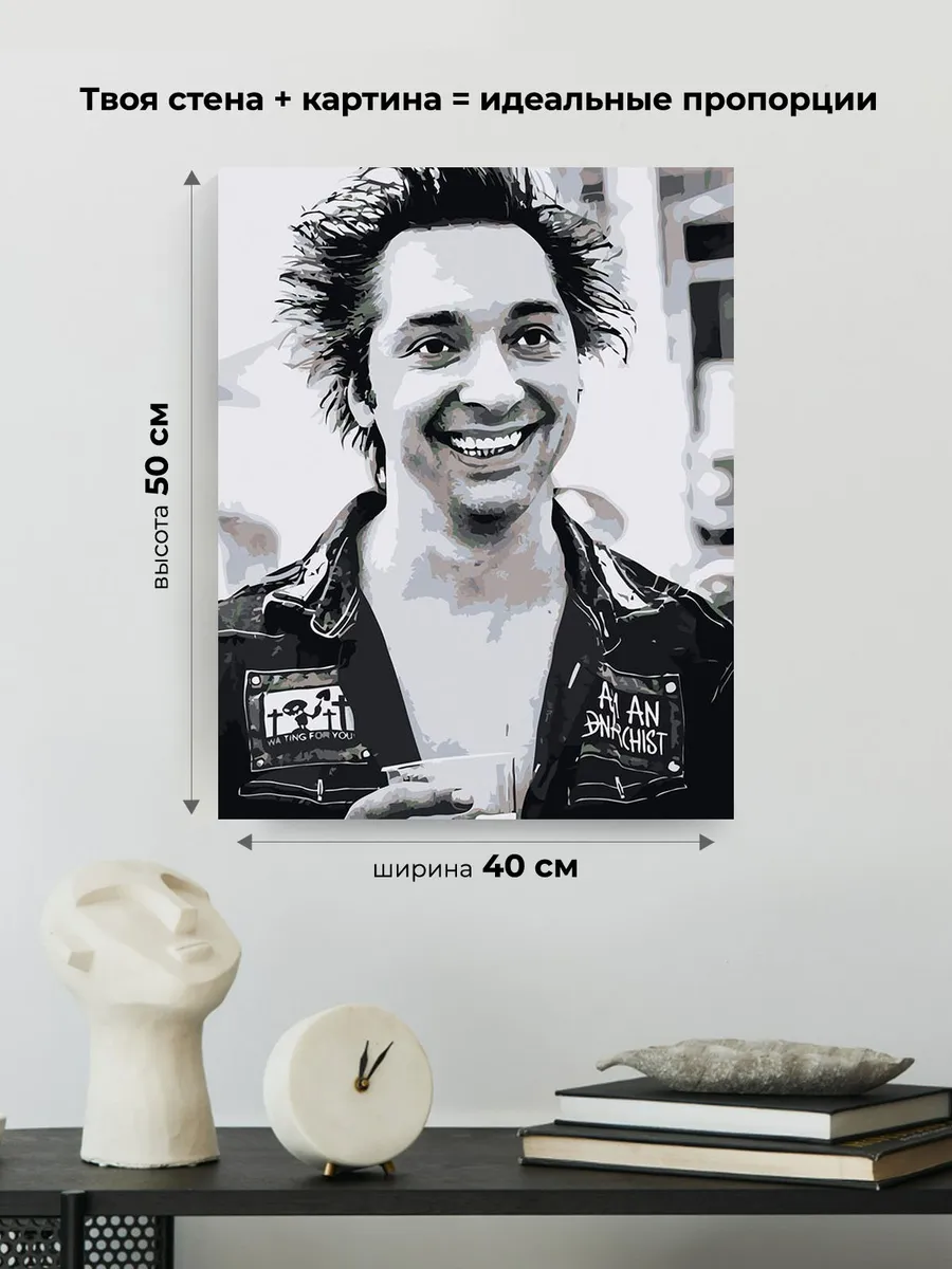 Картина по номерам «КиШ Король и Шут рок: Горшенев монохром» — картинка 3