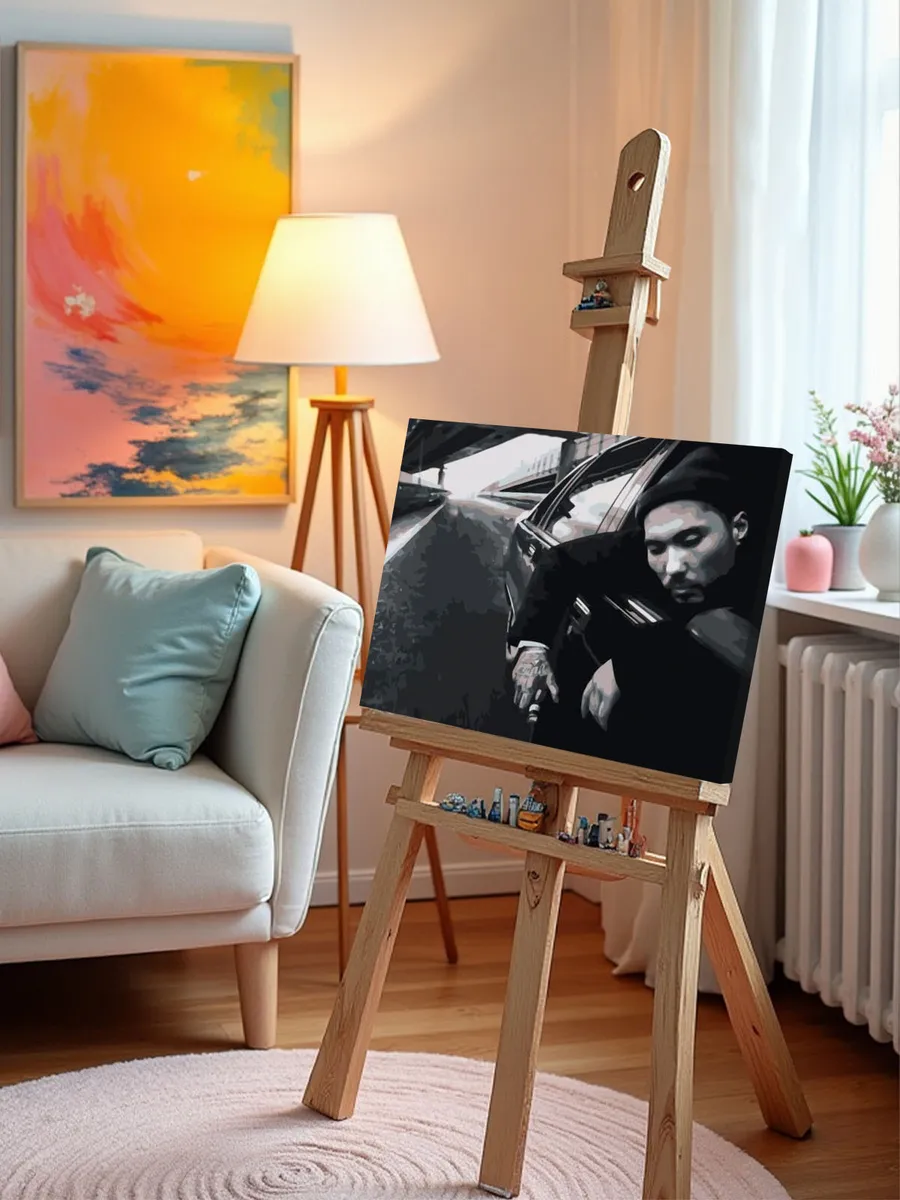 Картина по номерам «Скриптонит рэпер Адиль: ЯК 2 чернобелая» — картинка 10