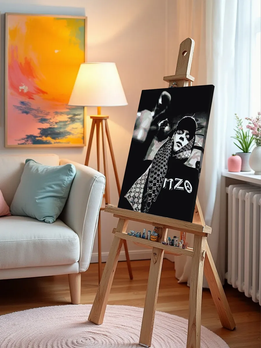 Картина по номерам «OG buda ОГ буда рэпер: чернобелая 40х50» — картинка 10