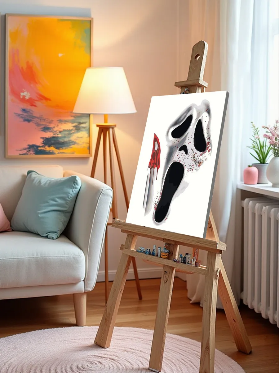 Картина по номерам «Крик фильм: Маска и нож, ужасы 40х50» — картинка 9