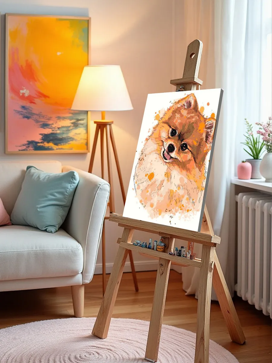 Картина по номерам «Собаки: Шпиц акварель арт 40х50» — картинка 9