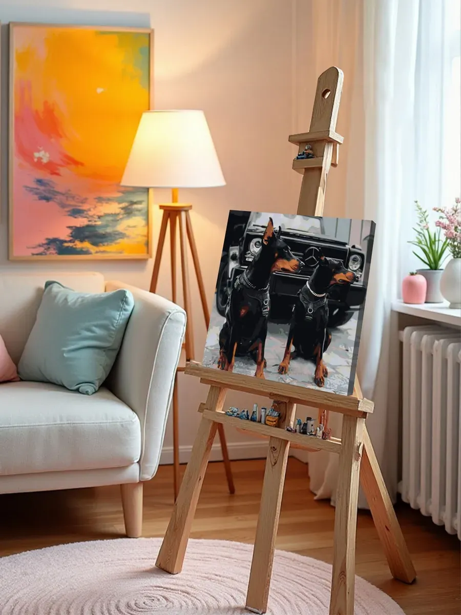 Картина по номерам «Машина джип Мерседес и собаки доберманы» — картинка 10